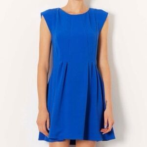 Topshop Blue Pleated A-Line Mini Dress